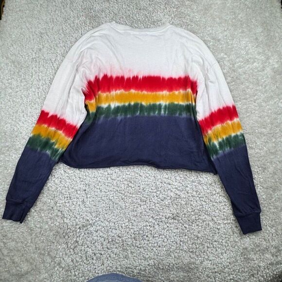 Daydreamer Free People Rainbow Wash Cropped Long Sleeve Tee - Picture 4 of 11